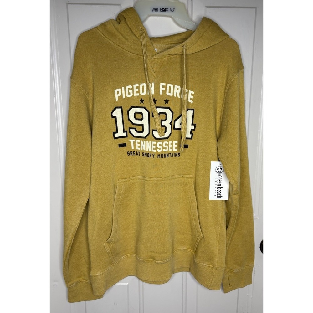 Tennessee Gatlinburg Pigeon Forge Hoodie Sweatshirt Sz M Gold Ocean Beach Soft!